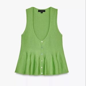 Zara Vibrant Green Buttoned Blouse